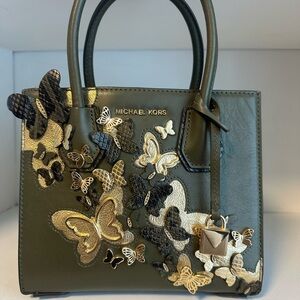 Michael Kors Olive and Gold Butterfly Satchel